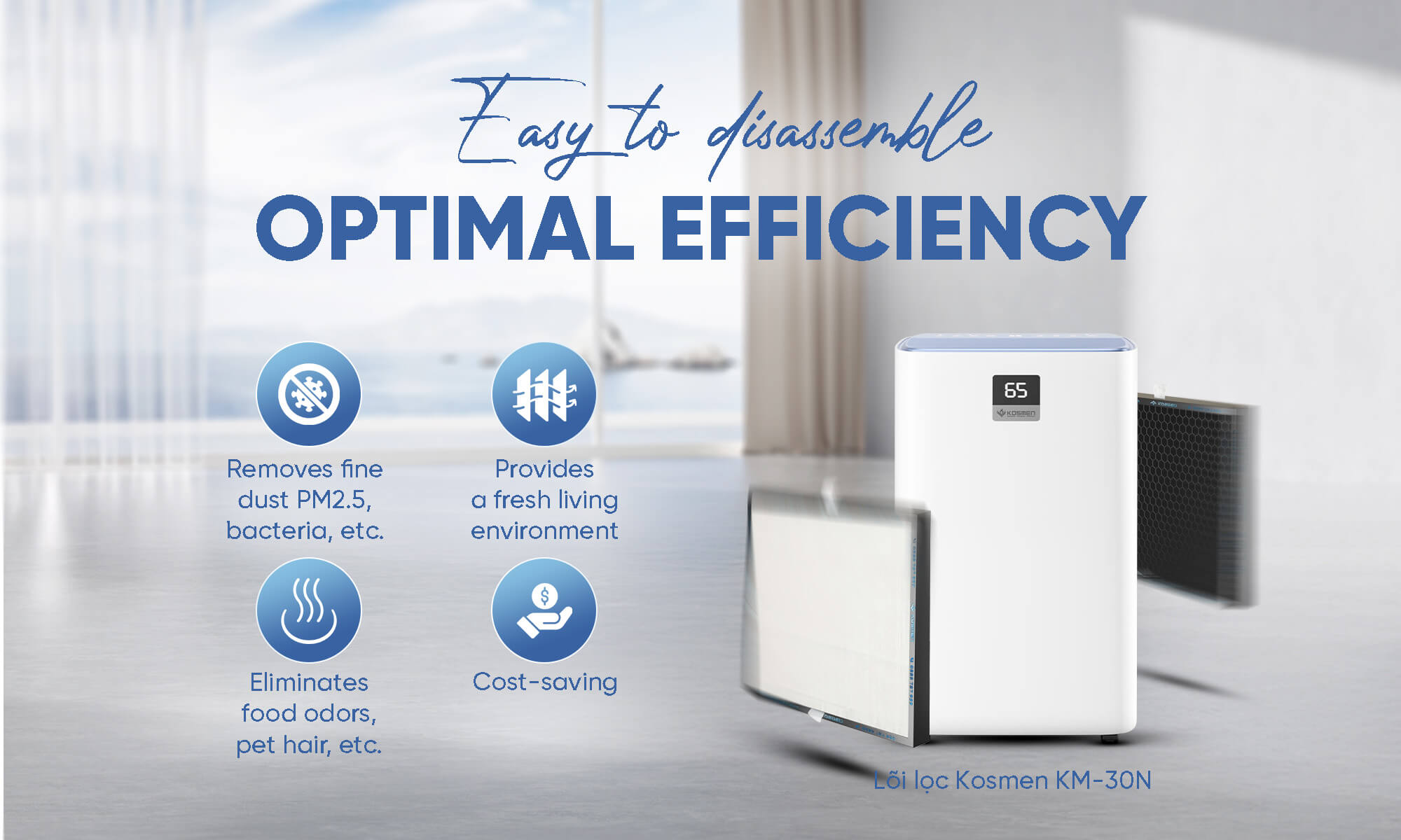 Kosmen KM-30N Filter Core is designed for easy installation, offering convenience for users