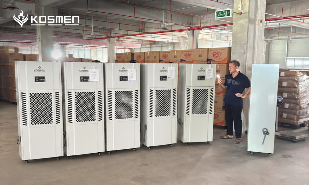 Kosmen proposed the installation of the Kosmen KM-180S industrial dehumidifier to help maintain a stable environment and optimize production efficiency