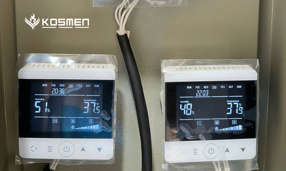 The unit features a modern, intelligent digital control panel