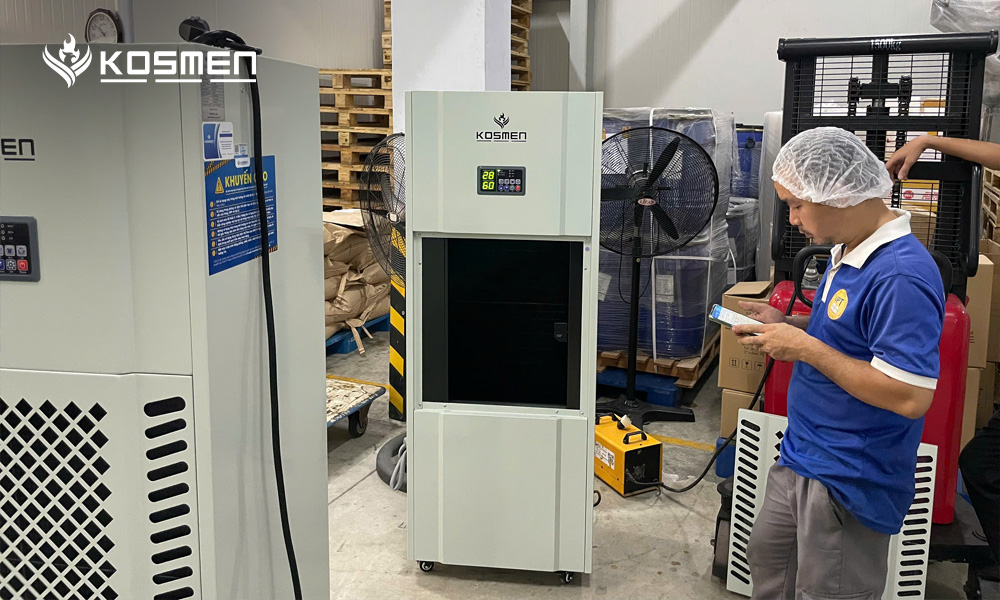 Kosmen KM-180S với công suất hút ẩm 180 lít/ ngày, hoạt động ổn định 24/7, tiết kiệm điện năng