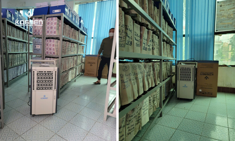 The Kosmen KM-90S effectively controls humidity in the document storage area