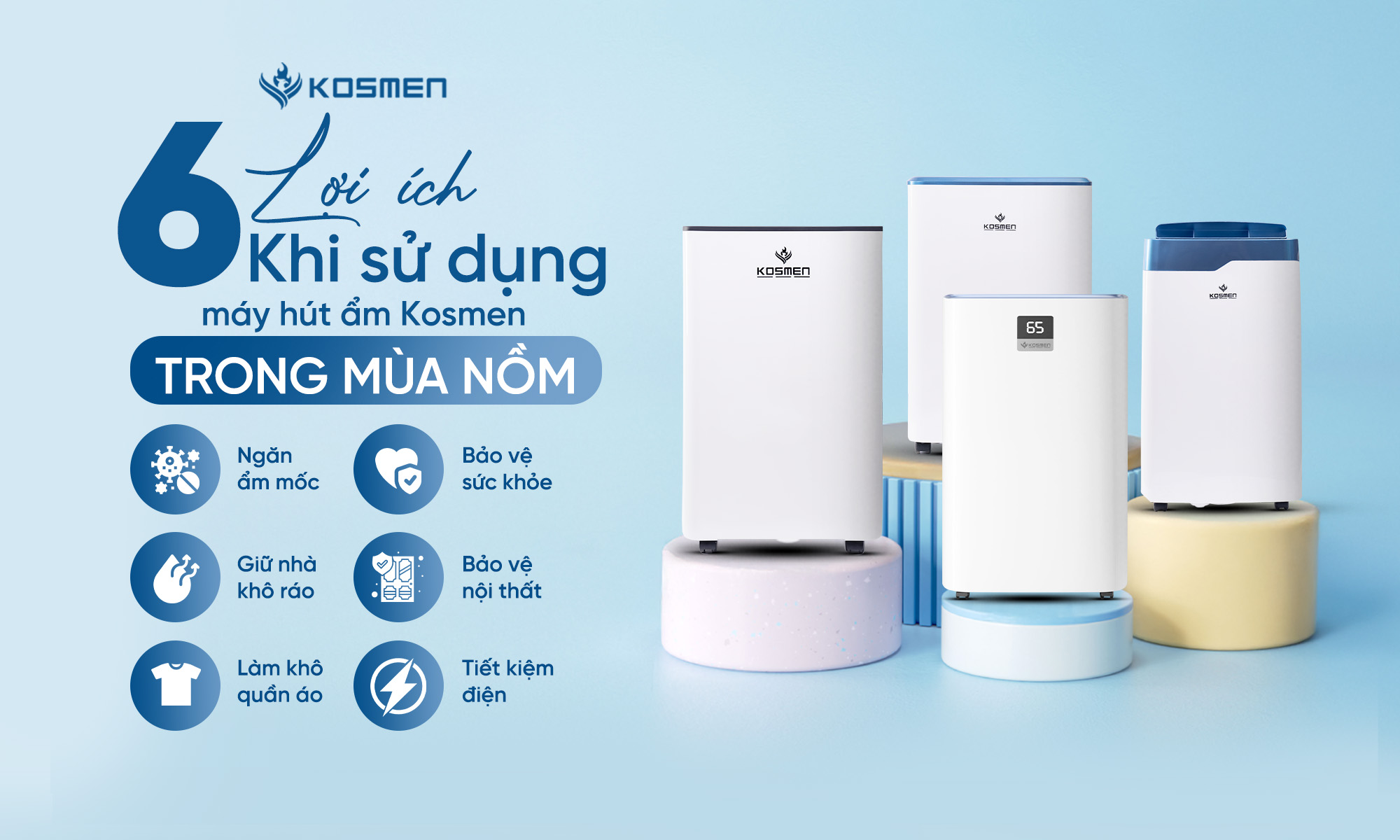 6 lợi ích khi sử dụng máy hút ẩm Kosmen trong mùa nồm