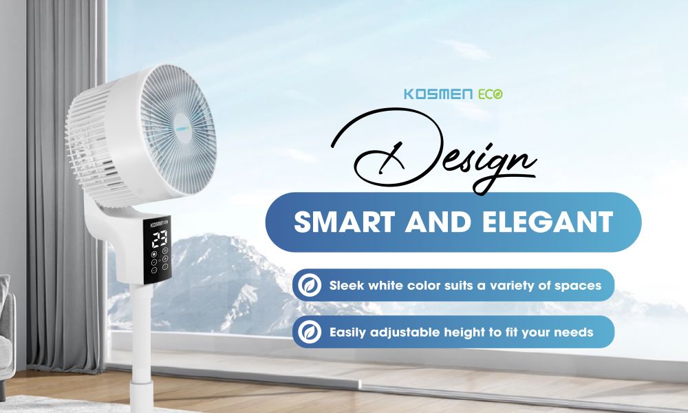 The Eco F40AI-W smart fan features an intelligent, luxurious design