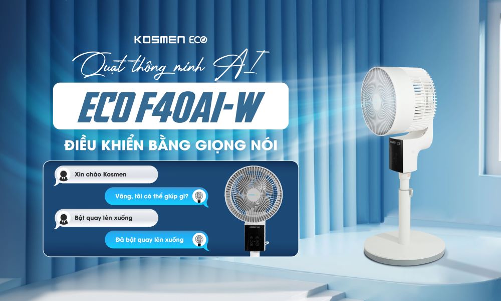 Quạt thông minh Eco F40AI-W được tích hợp điều khiển bằng giọng nói