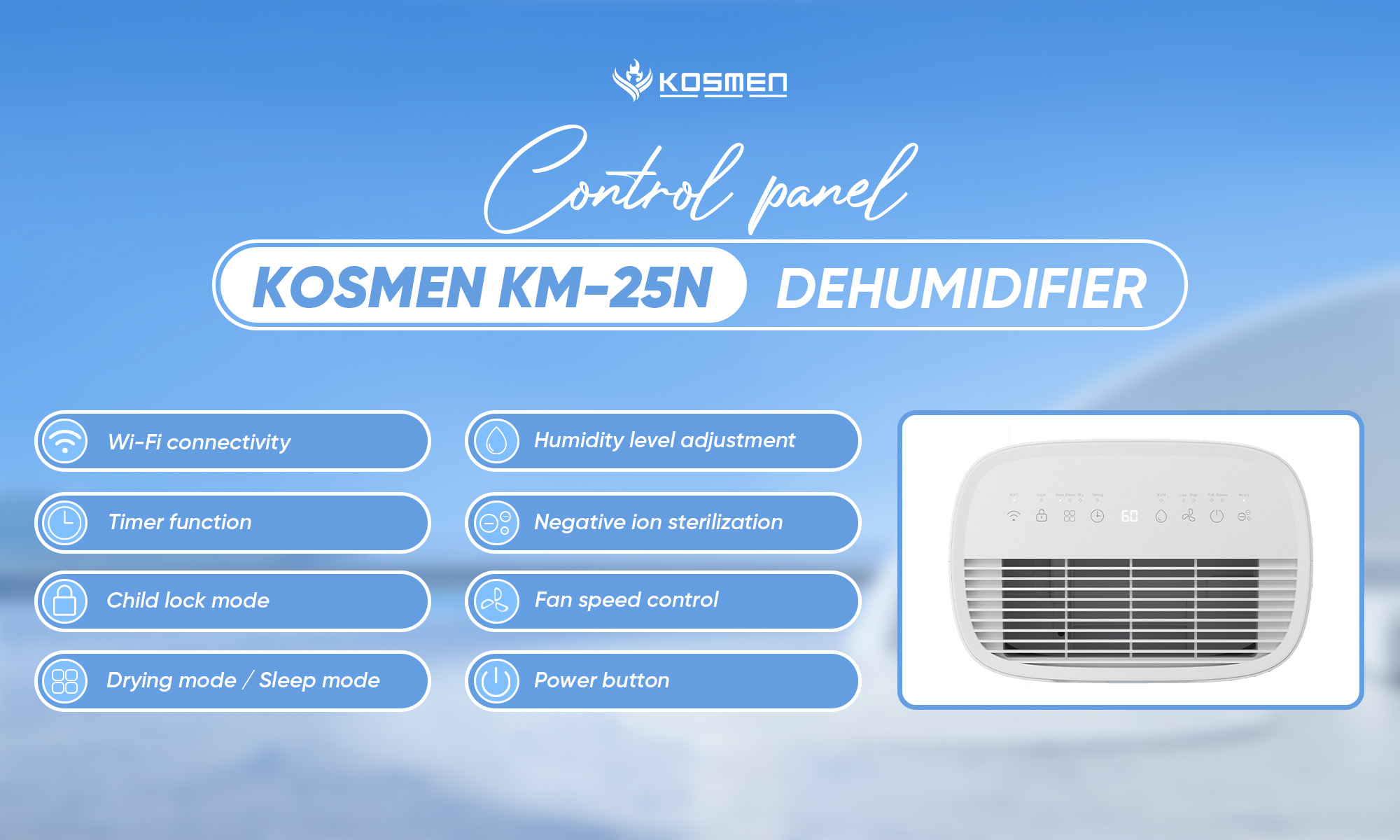 Kosmen KM-25N Dehumidifier Control Panel