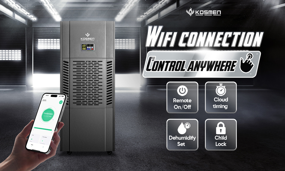 Wi-Fi connectivity for Kosmen industrial dehumidifiers.
