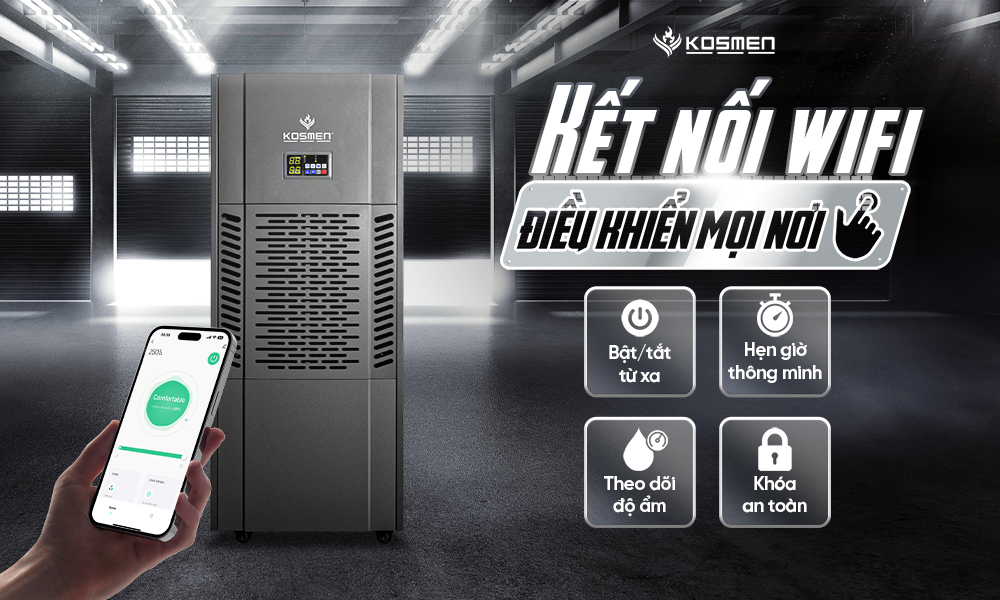 Kết nối wifi d&agrave;nh cho m&aacute;y h&uacute;t ẩm c&ocirc;ng nghiệp Kosmen