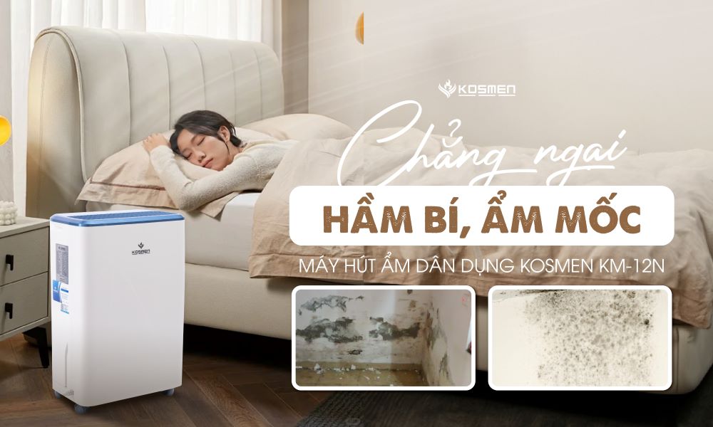 Máy hút ẩm Kosmen KM-12N đảm bảo khả năng xử lý ẩm tốt