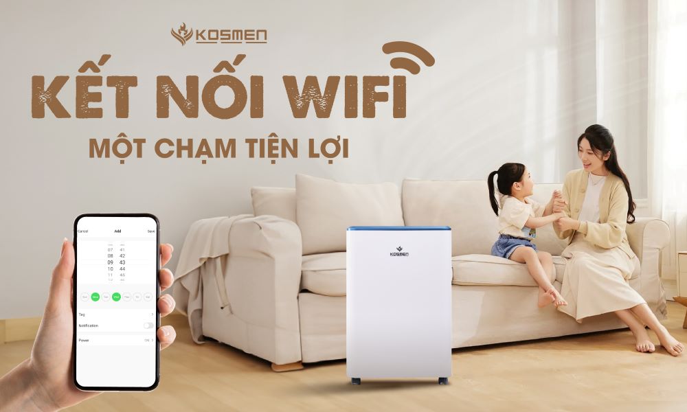 Tính năng kết nối wifi máy hút ẩm Kosmen KM-12N