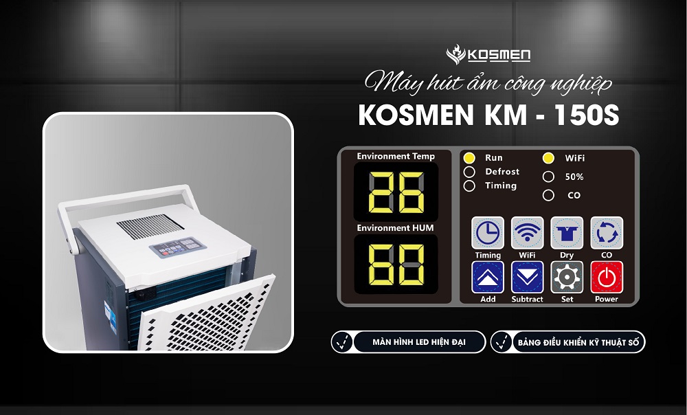 Bảng điều khiển máy hút ẩm Kosmen KM-150S