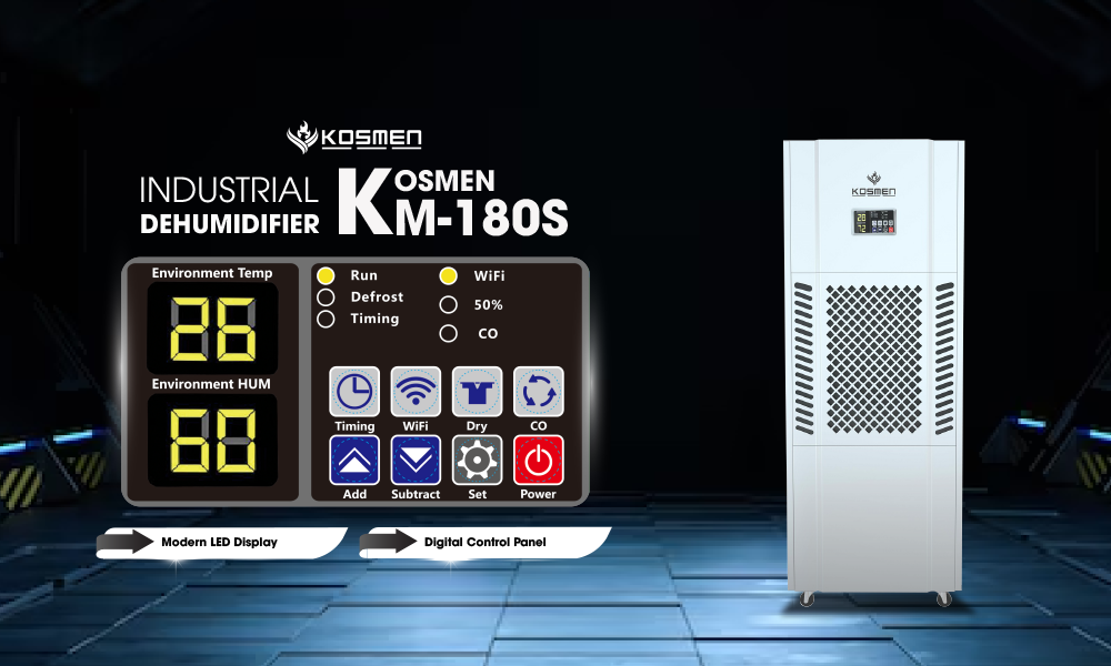 Control panel of the Kosmen KM-180S dehumidifier