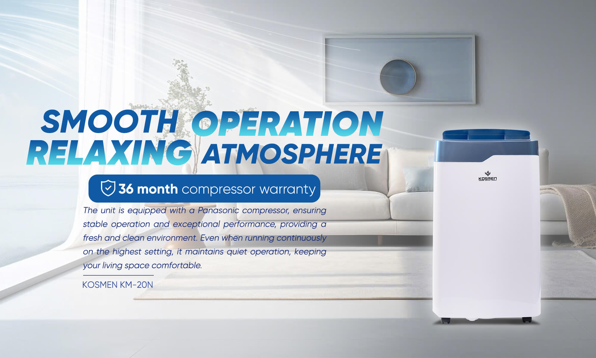 Enjoy a comfortable and airy living space with the Kosmen KM-20N dehumidifier