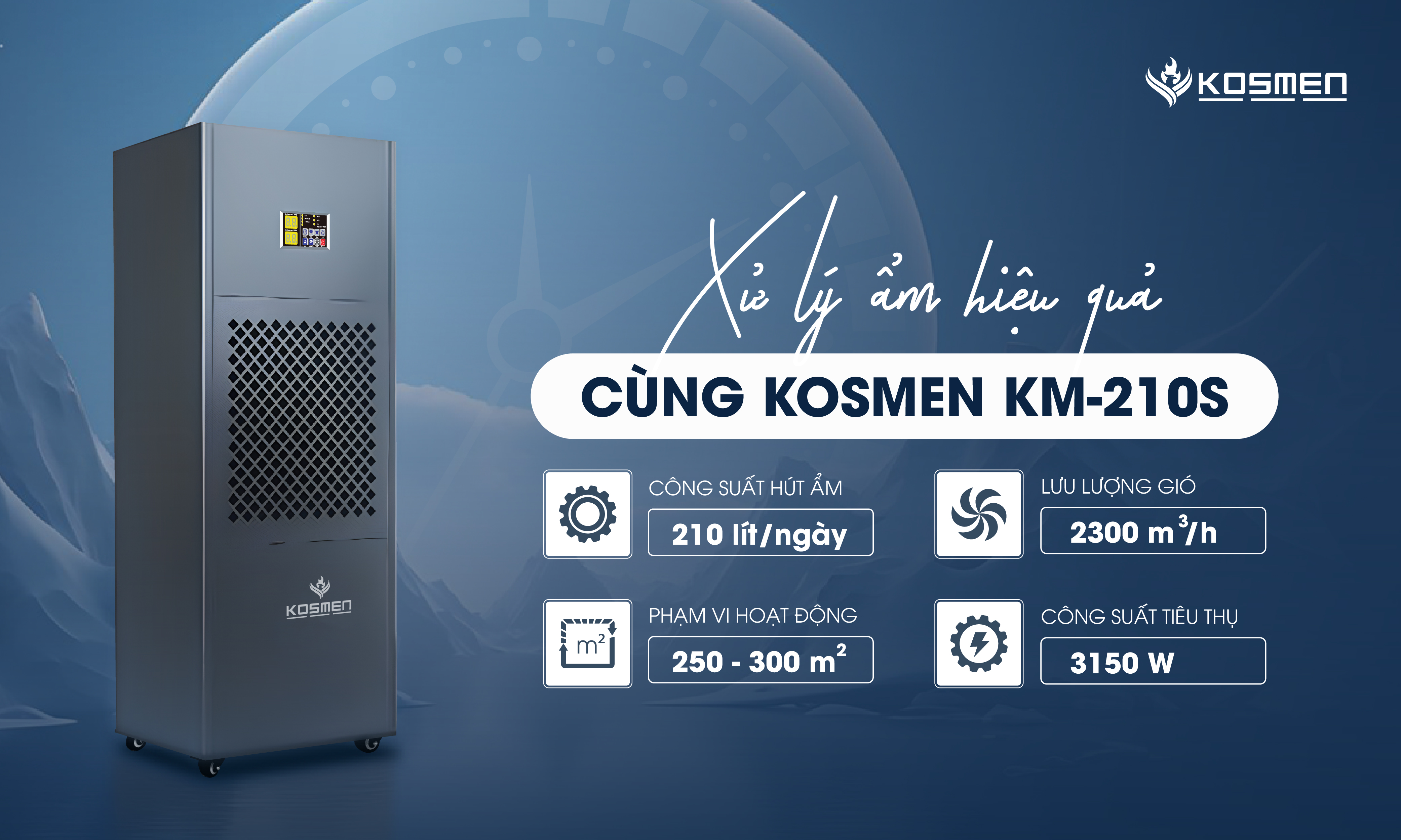 Thông số kỹ thuật máy hút ẩm Kosmen KM-210S