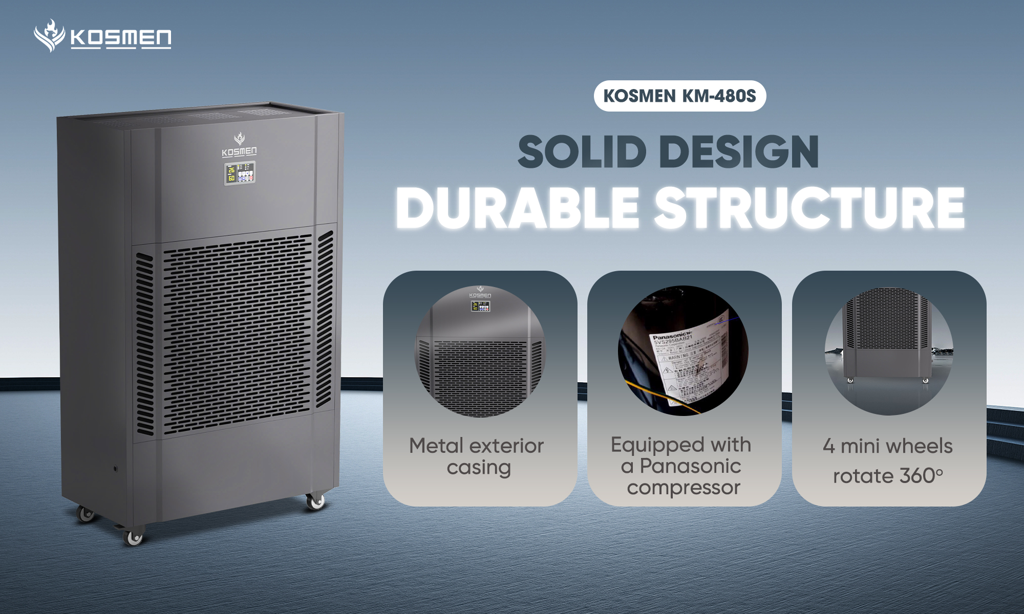 Dehumidifier-kosmen-km480s-solid-design-durable-structure-1