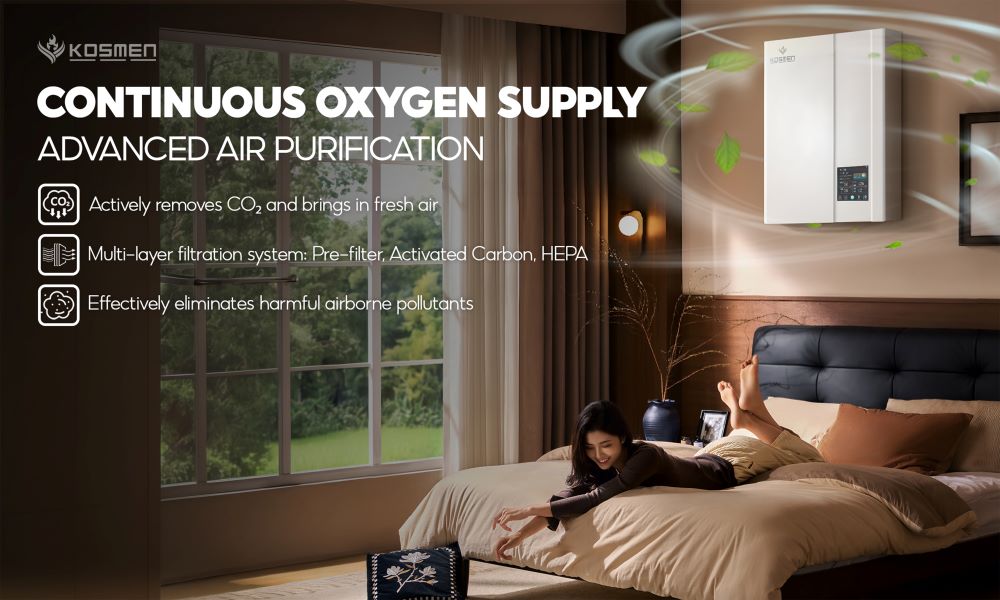 Continuous oxygen supply prevents stuffiness and fatigue