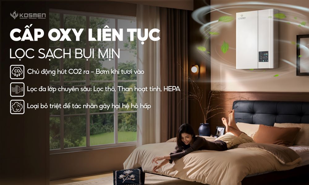 Cung cấp nguồn Oxy li&ecirc;n tục, ngăn chặn b&iacute; b&aacute;ch g&acirc;y mệt mỏi