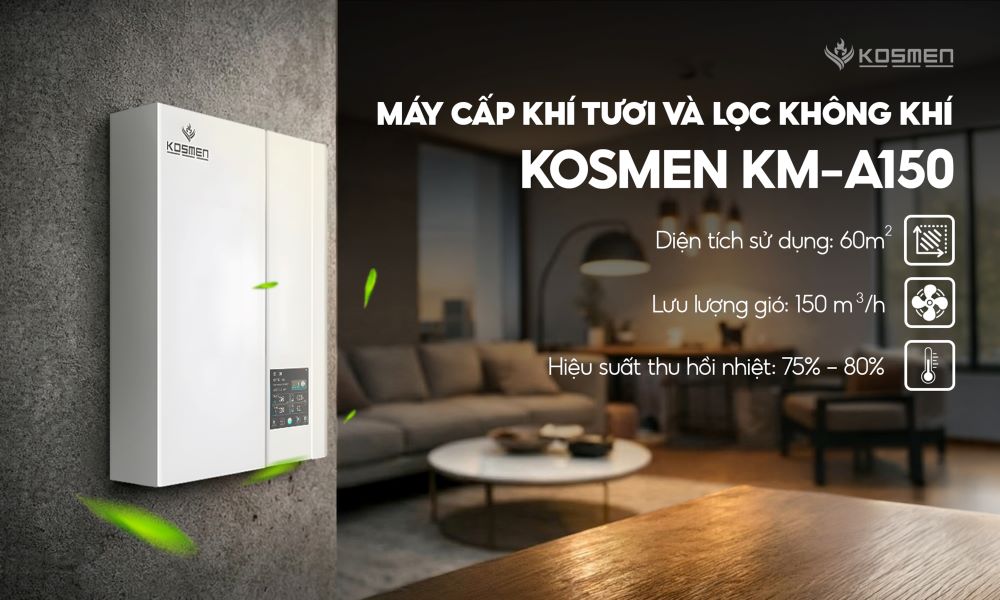 Th&ocirc;ng số kỹ thuật m&aacute;y cấp kh&iacute; tươi v&agrave; lọc kh&ocirc;ng kh&iacute; Kosmen KM-A150