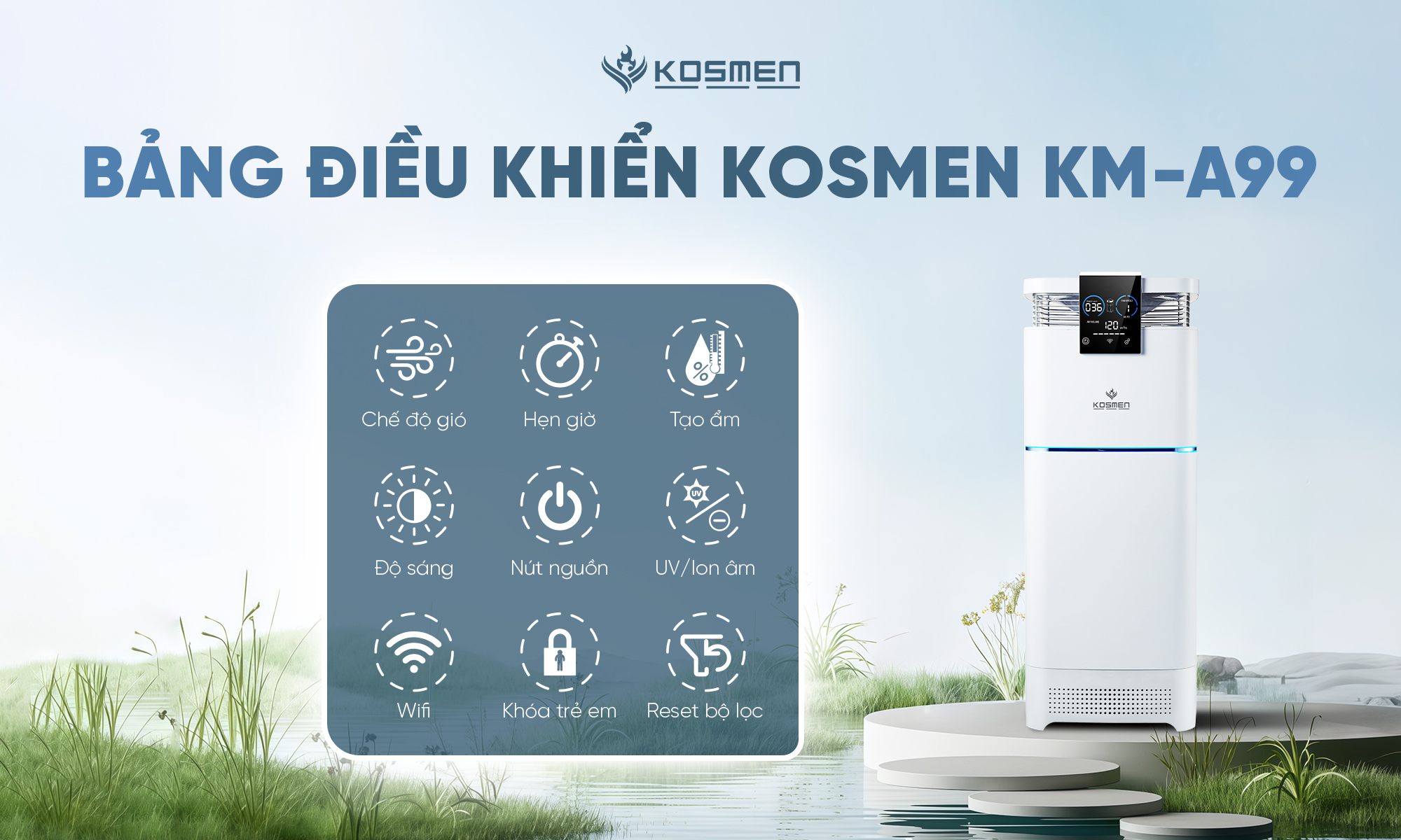 Bảng điều khiển máy lọc không khí Kosmen KM-A99
