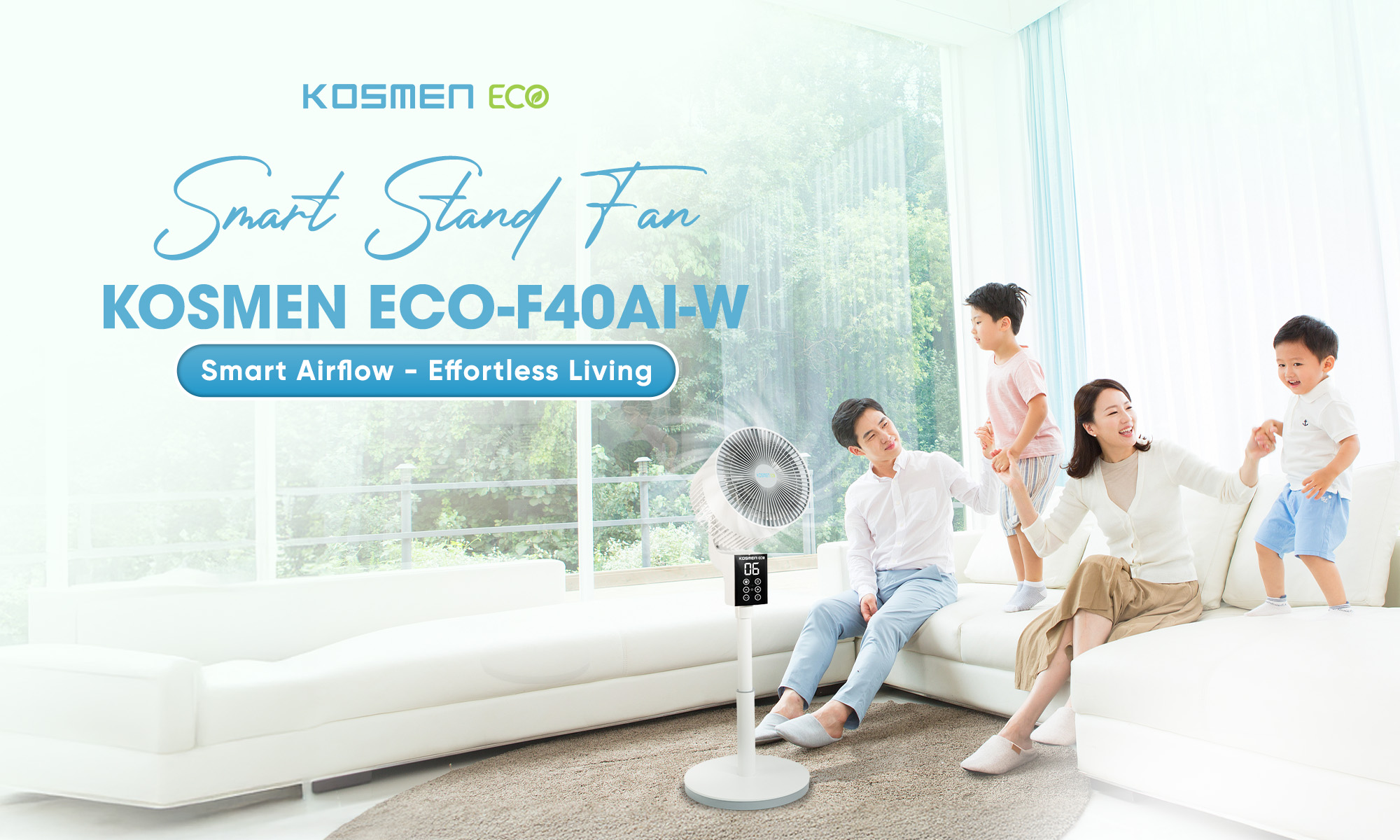 Live in complete comfort with the Kosmen Eco-F40AI-W smart fan