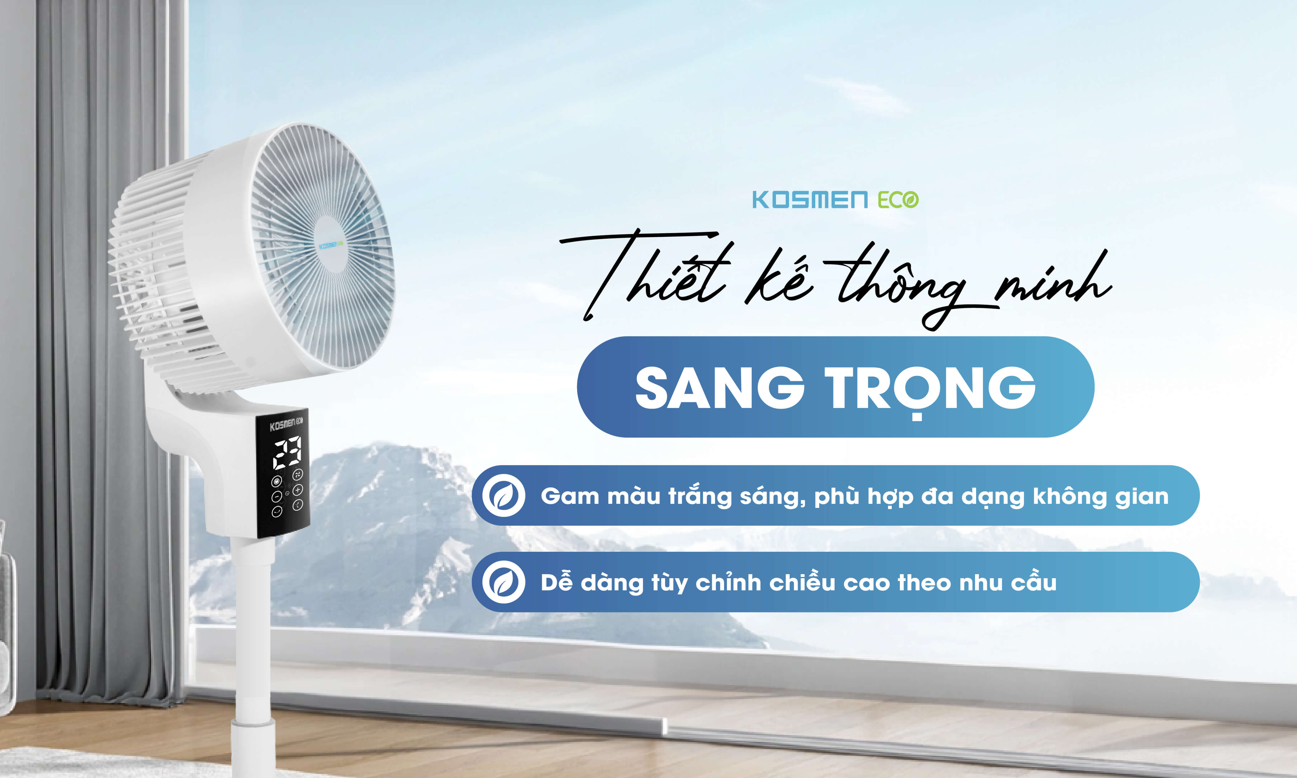 Quạt thông minh với thiết kế thanh lịch, màu sắc sang trọng