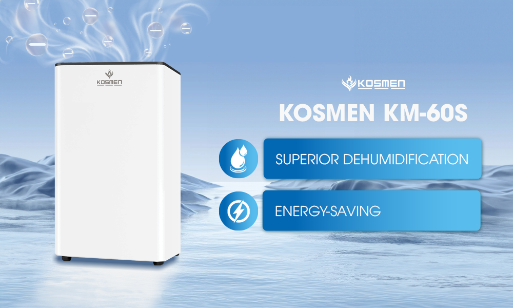 The Kosmen KM-60S Dehumidifier operates durably and saves energy