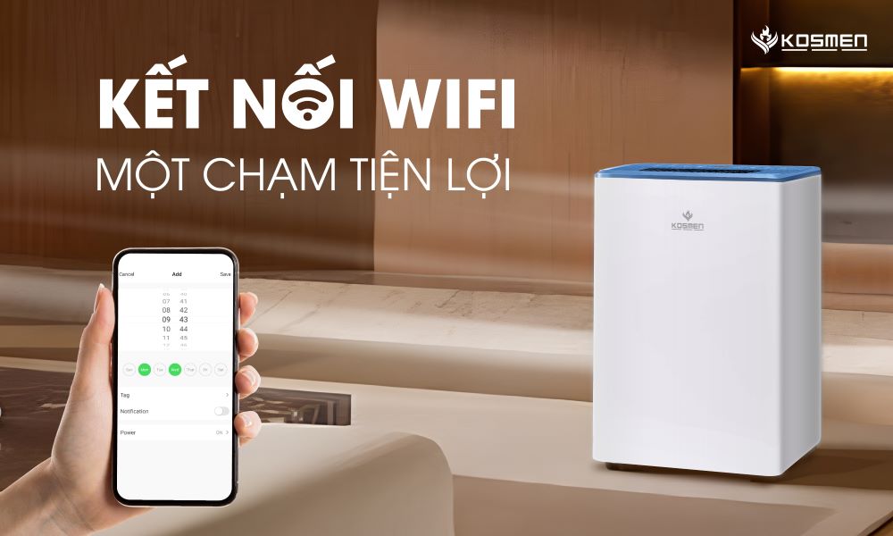 Tính năng kết nối wifi máy hút ẩm Kosmen KM-12N