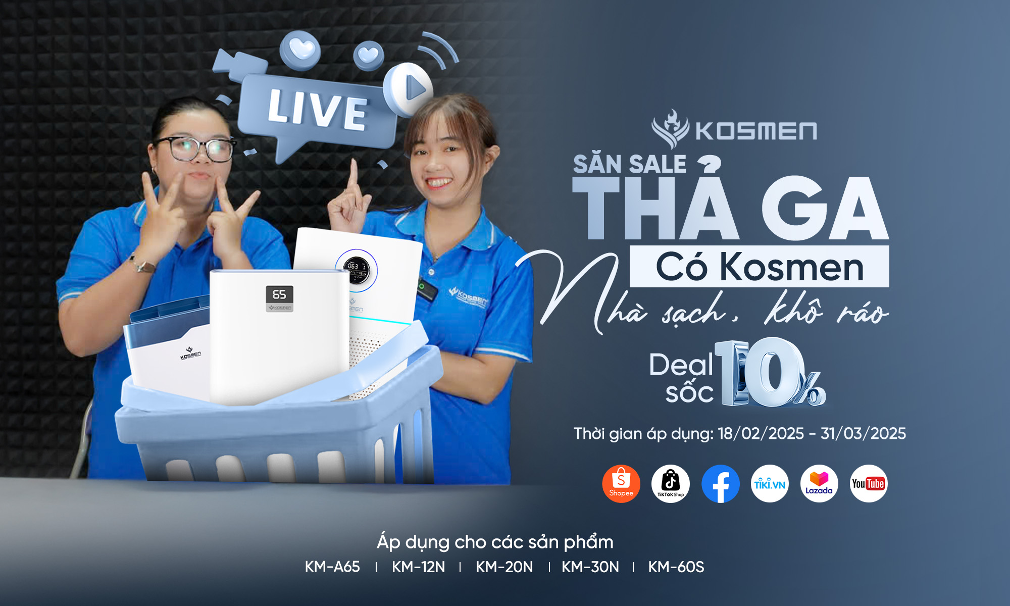 Kosmen Ưu Đãi Sốc 10% Trong Các Phiên Livestream Đa Nền Tảng!