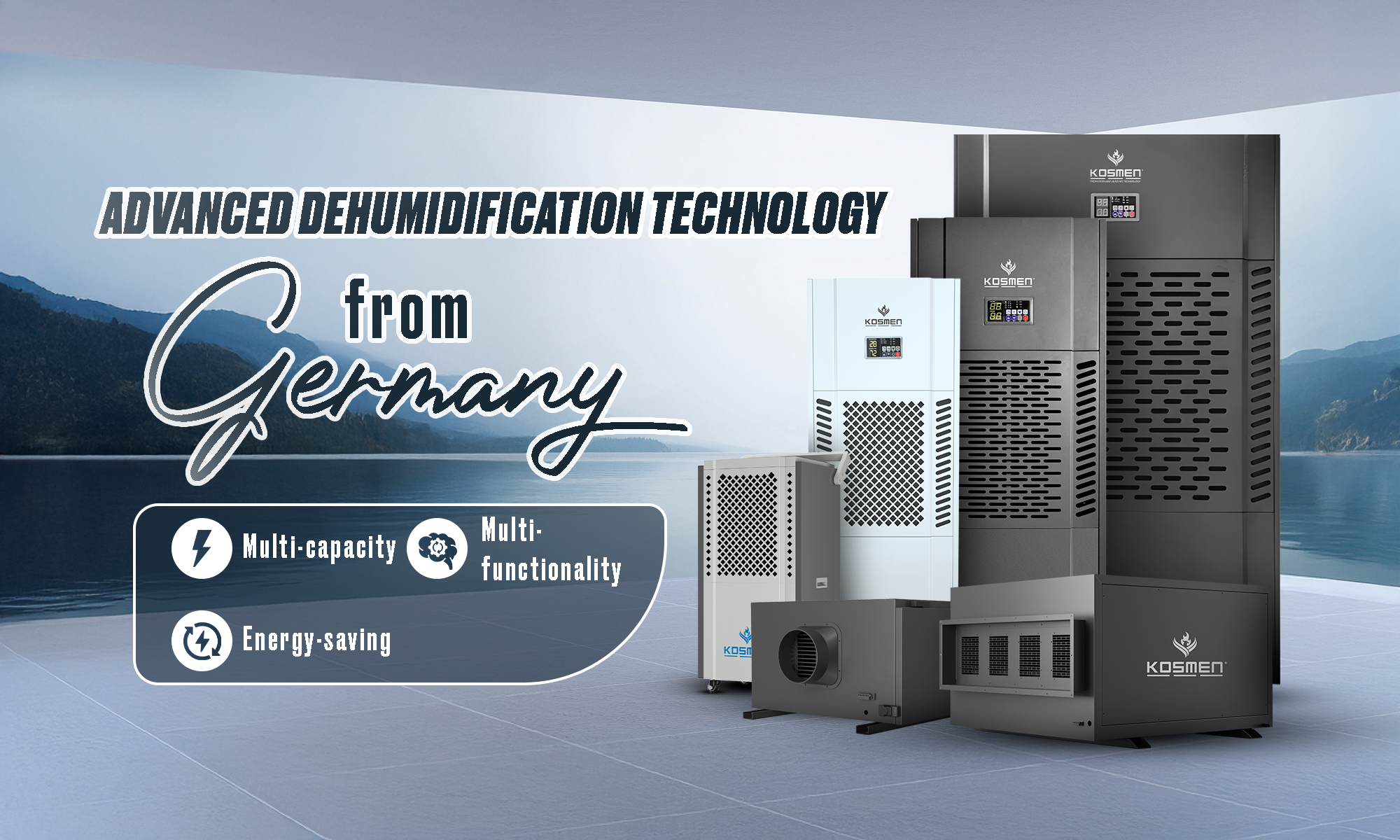 The Kosmen dehumidifier, with advanced German technology, offers effective humidity control solutions for the construction, hotel, and storage sectors