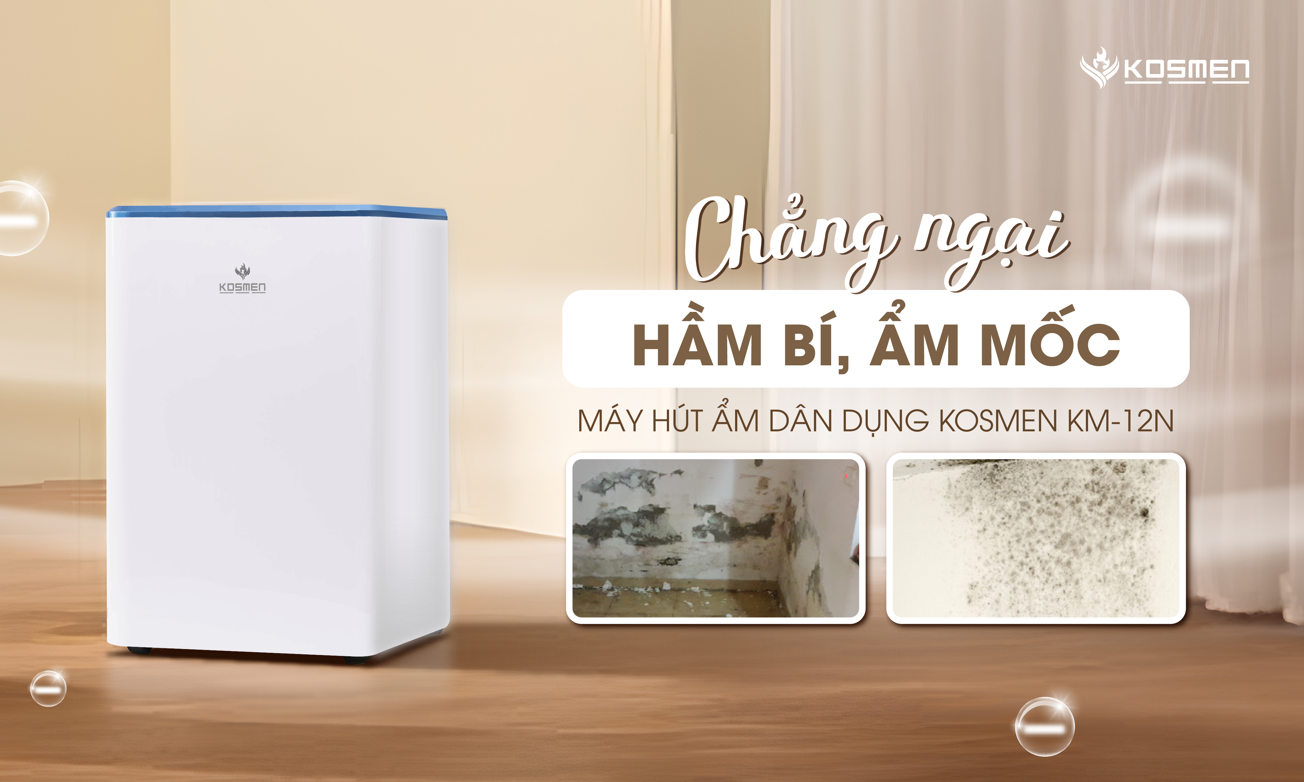 Máy hút ẩm Kosmen KM-12N đảm bảo khả năng xử lý ẩm tốtMáy hút ẩm Kosmen KM-12N đảm bảo khả năng xử lý ẩm tốt