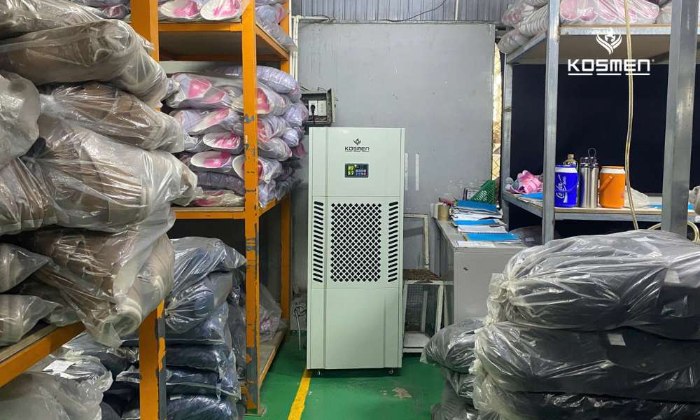 Application of the Kosmen KM-180S dehumidifier for humidity control in packaging storage warehouses