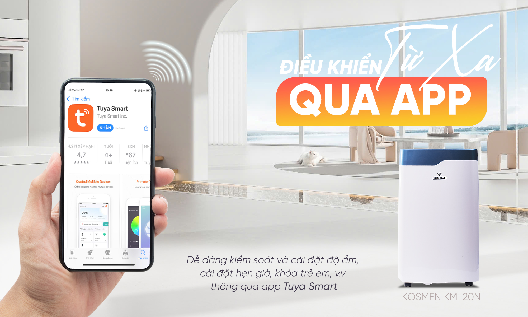 Kết nối Wifi điều khiển qua app tạo sự thuận tiện cho người dùng trong quá trình sử dụng