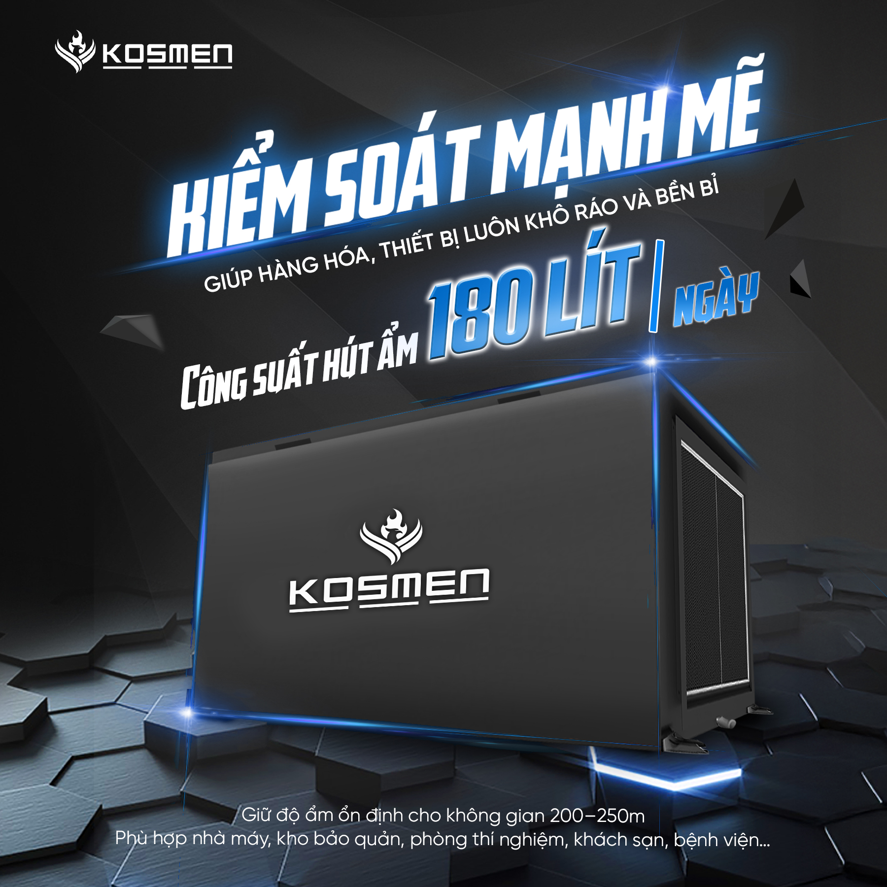 Kosmen KM-180DS Ceiling-Mounted Dehumidifier