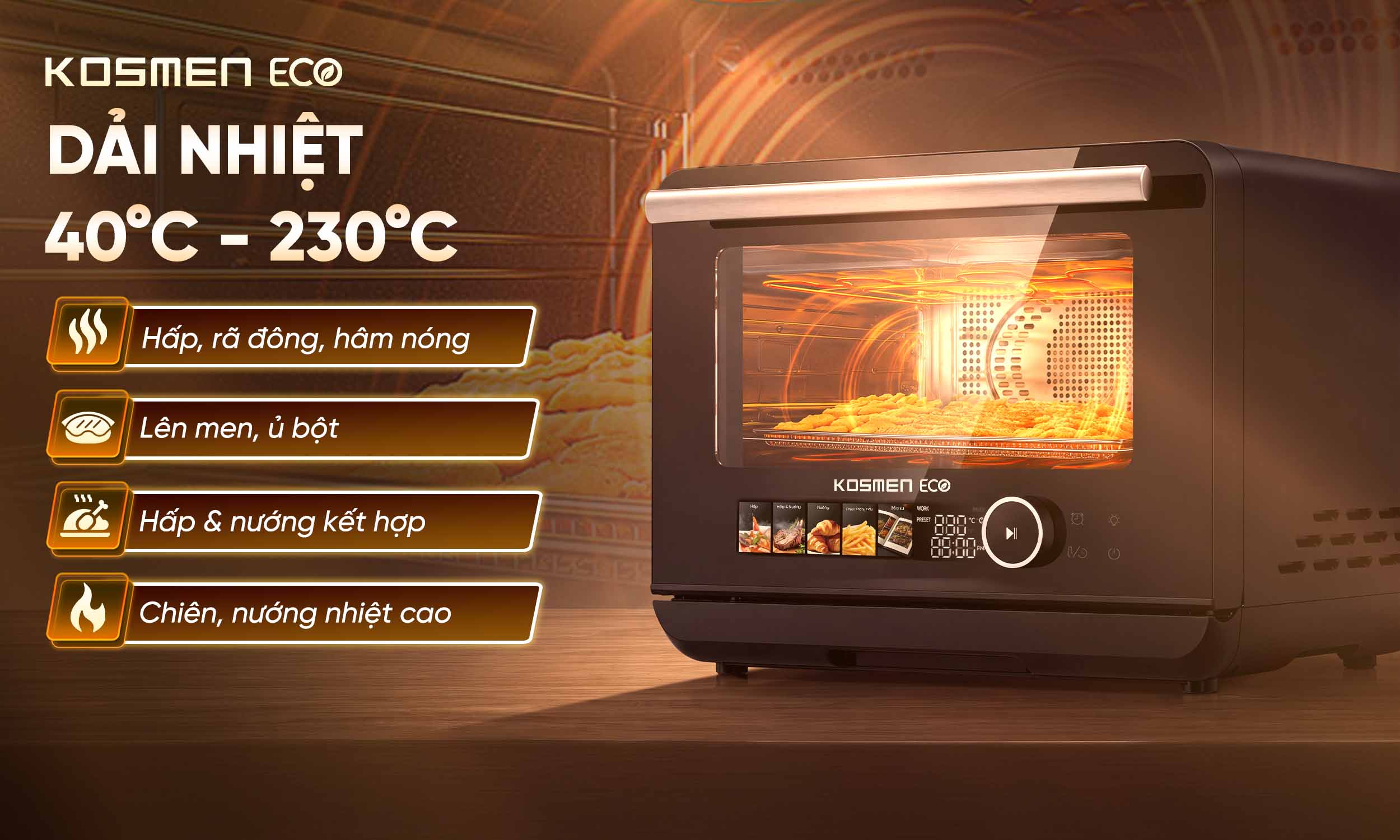 ECO-23B sở hữu dải nhiệt rộng, linh hoạt chế biến đa dạng m&oacute;n ăn