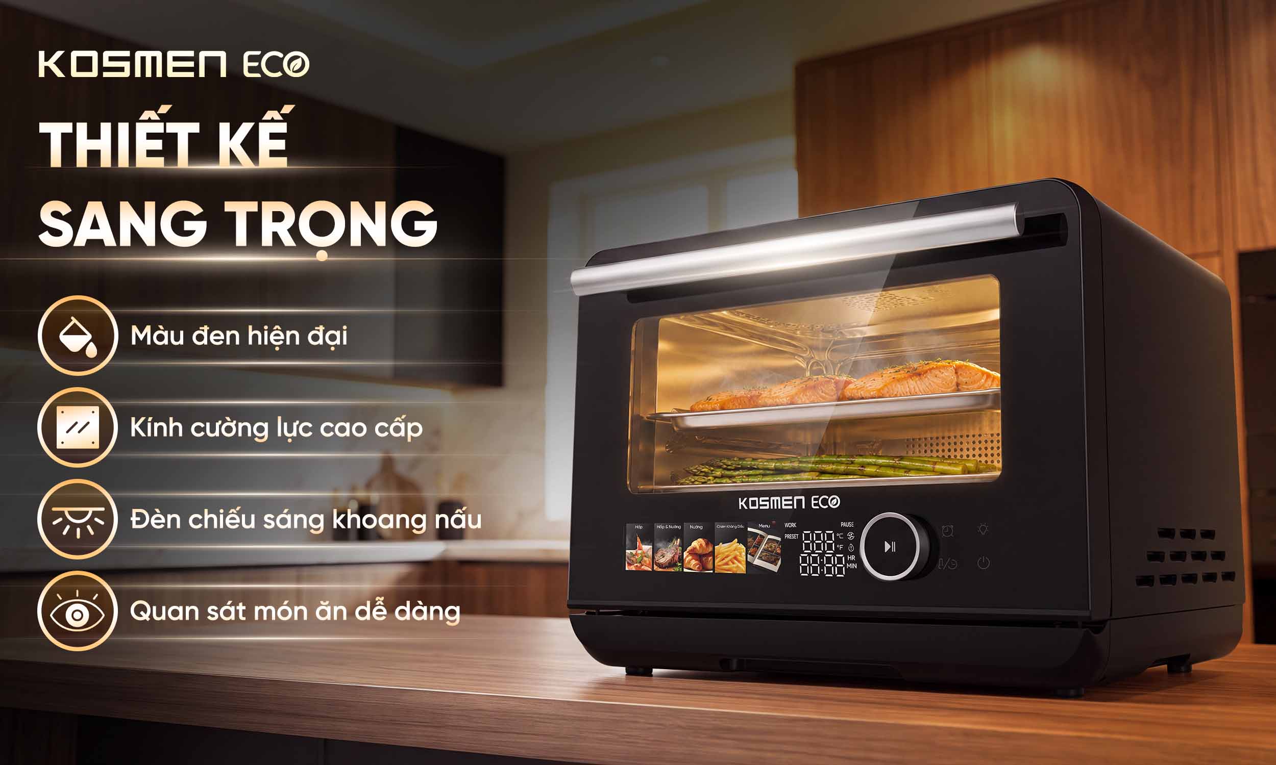 ECO-23B sở hữu thiết kế sang trọng, h&agrave;i h&ograve;a với mọi thiết kế gian bếp