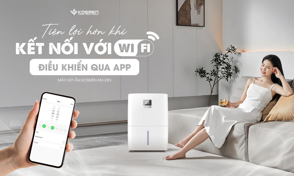 Máy hút ẩm Kosmen KM-25N tích hợp kết nối wifi thông minh