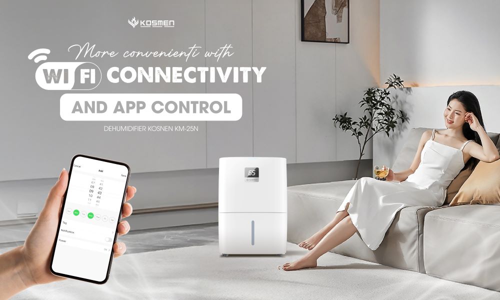 Kosmen KM-25N dehumidifier integrated with smart wifi connectivity