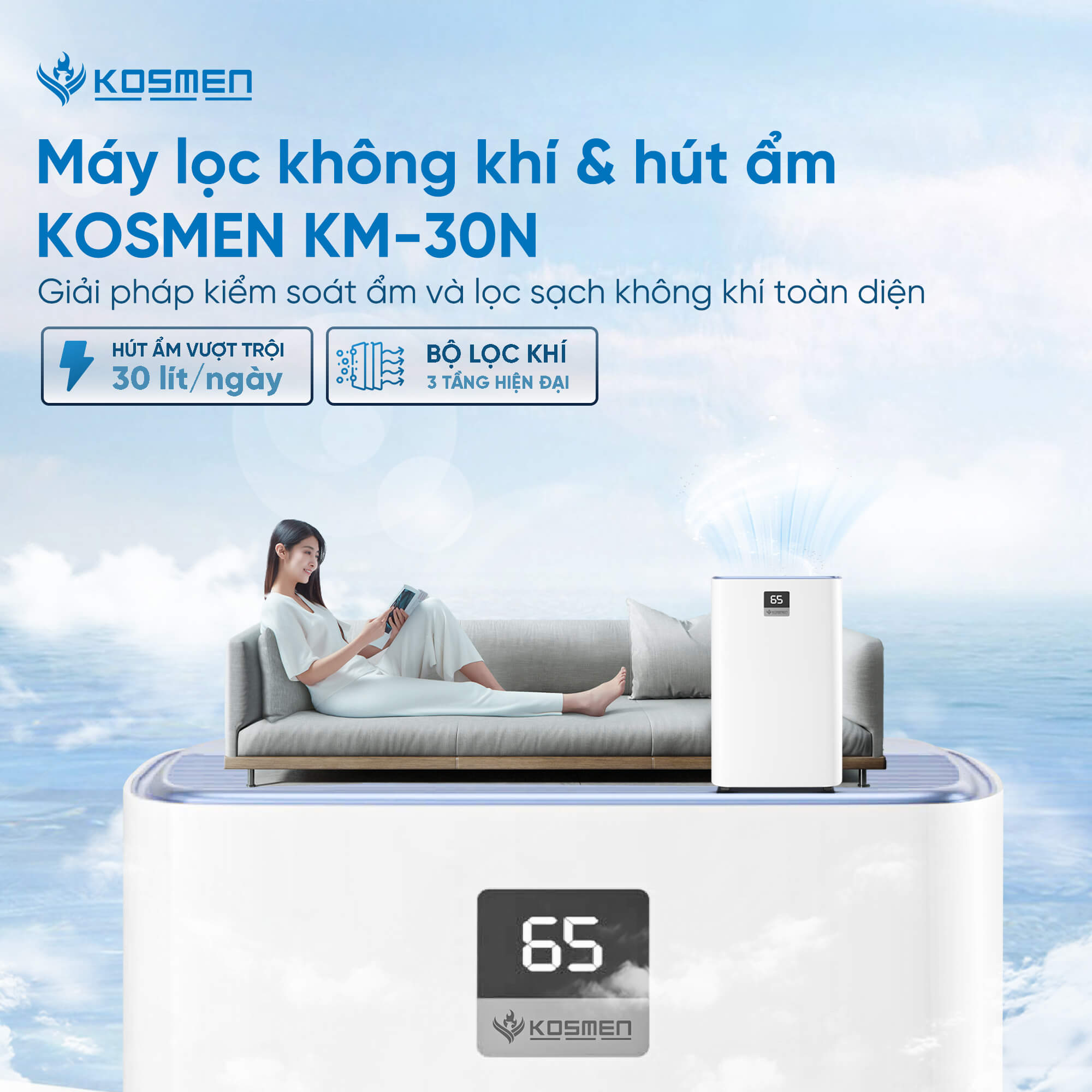 Máy lọc không khí và hút ẩm Kosmen KM-30N