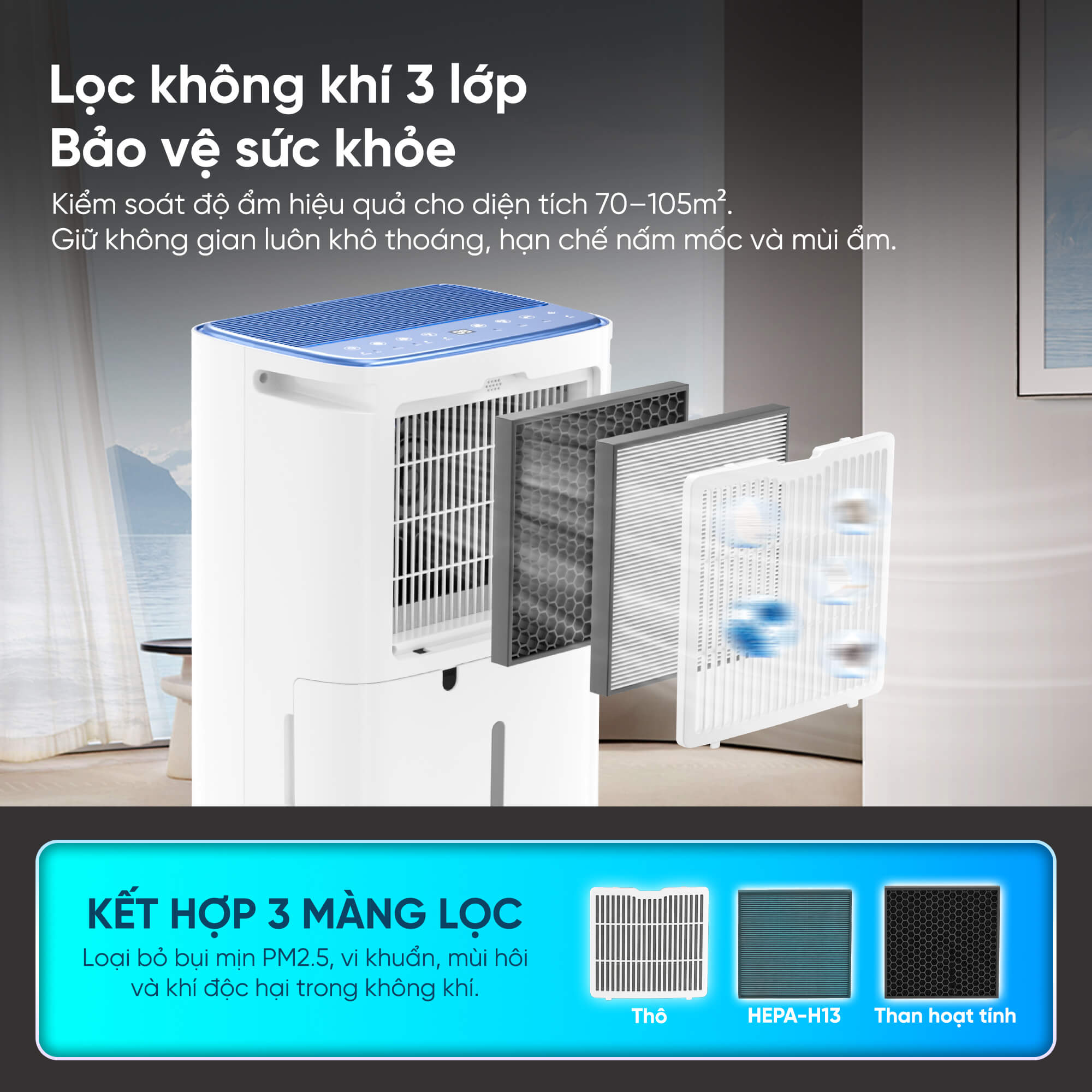 Máy lọc không khí và hút ẩm Kosmen KM-30N