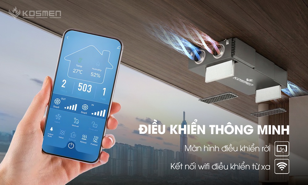 M&aacute;y cấp kh&iacute; tươi Kosmen sở hữu hệ điều khiển th&ocirc;ng minh, tối ưu trải nghiệm vận h&agrave;nh
