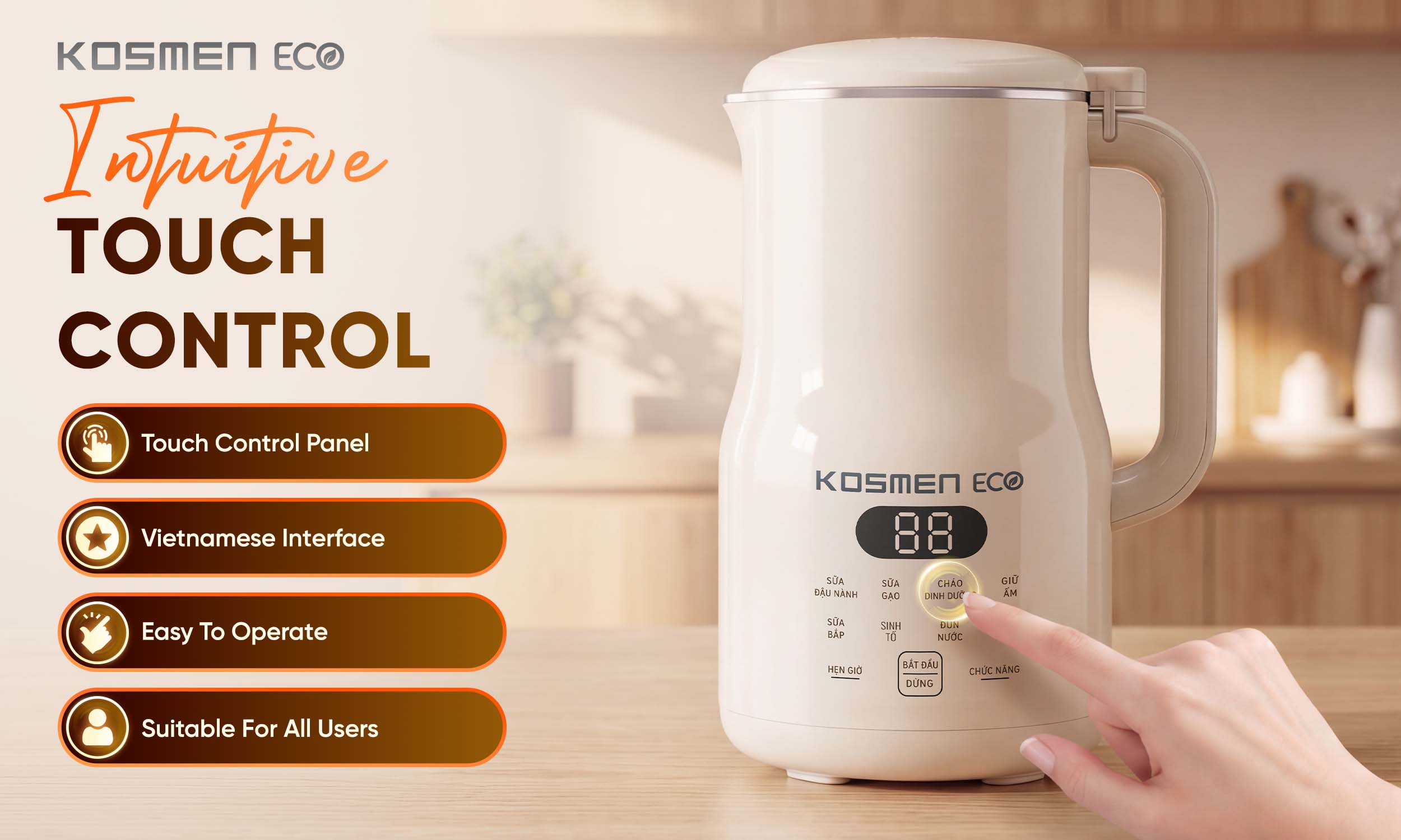 ECO-1000BG features an intuitive touch control panel, making it easy to select programs and operate the machine