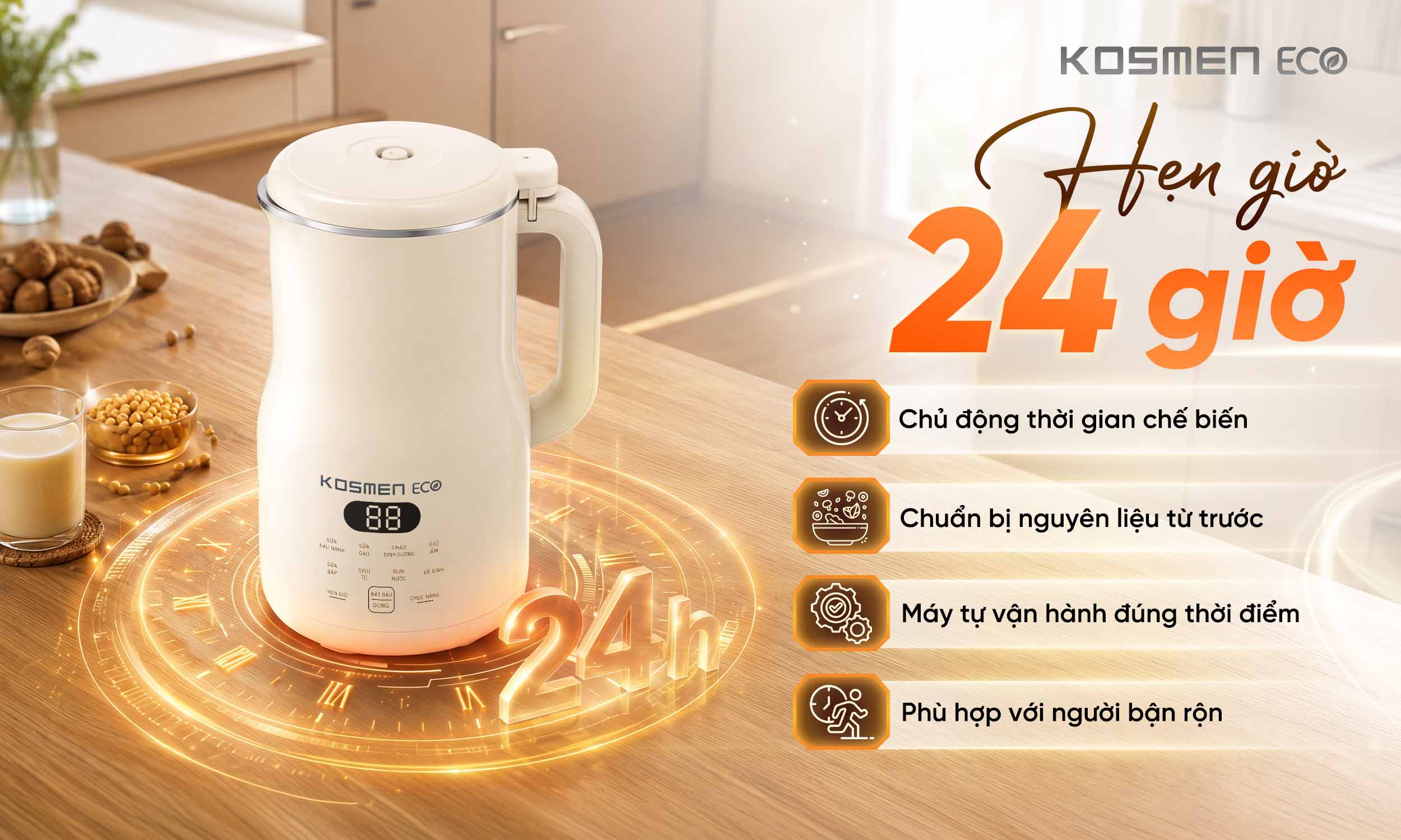ECO-1000BG với tính năng hẹn giờ thông minh, tối ưu trải nghiệm nấu nướng