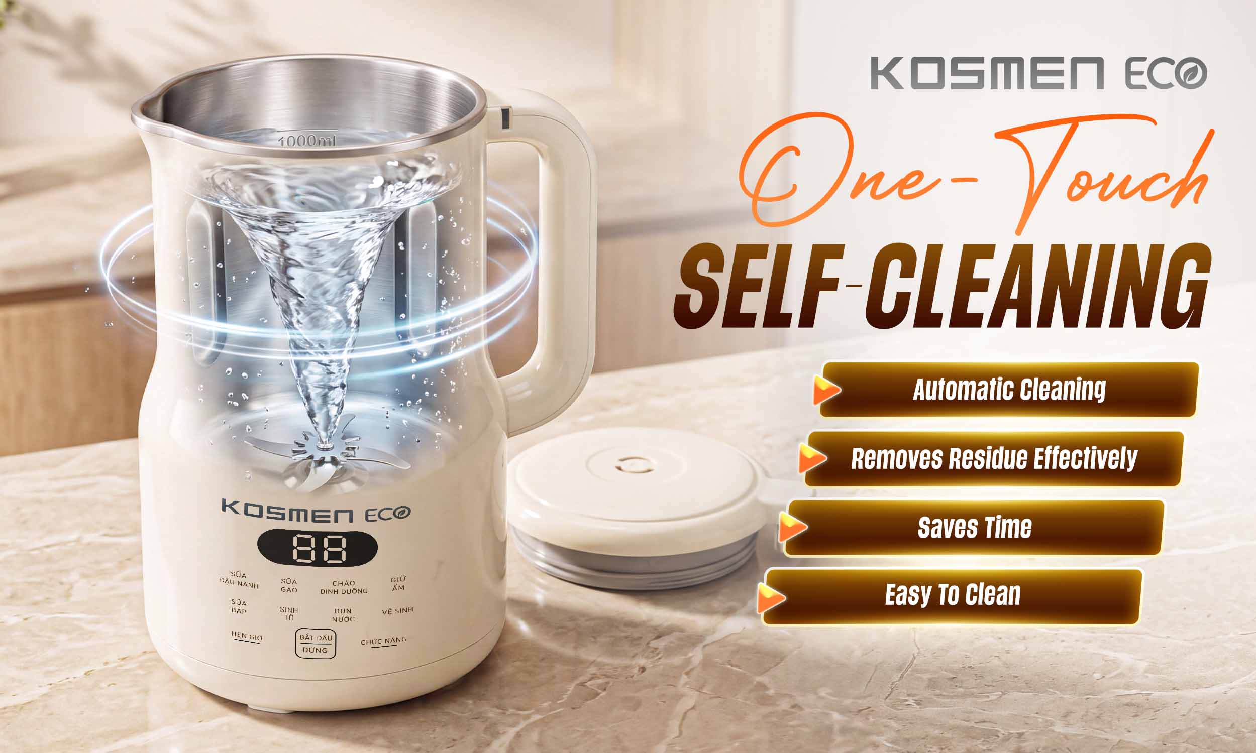 The ECO-1000BG features an automatic cleaning program, making post-use cleanup quicker and more effortless