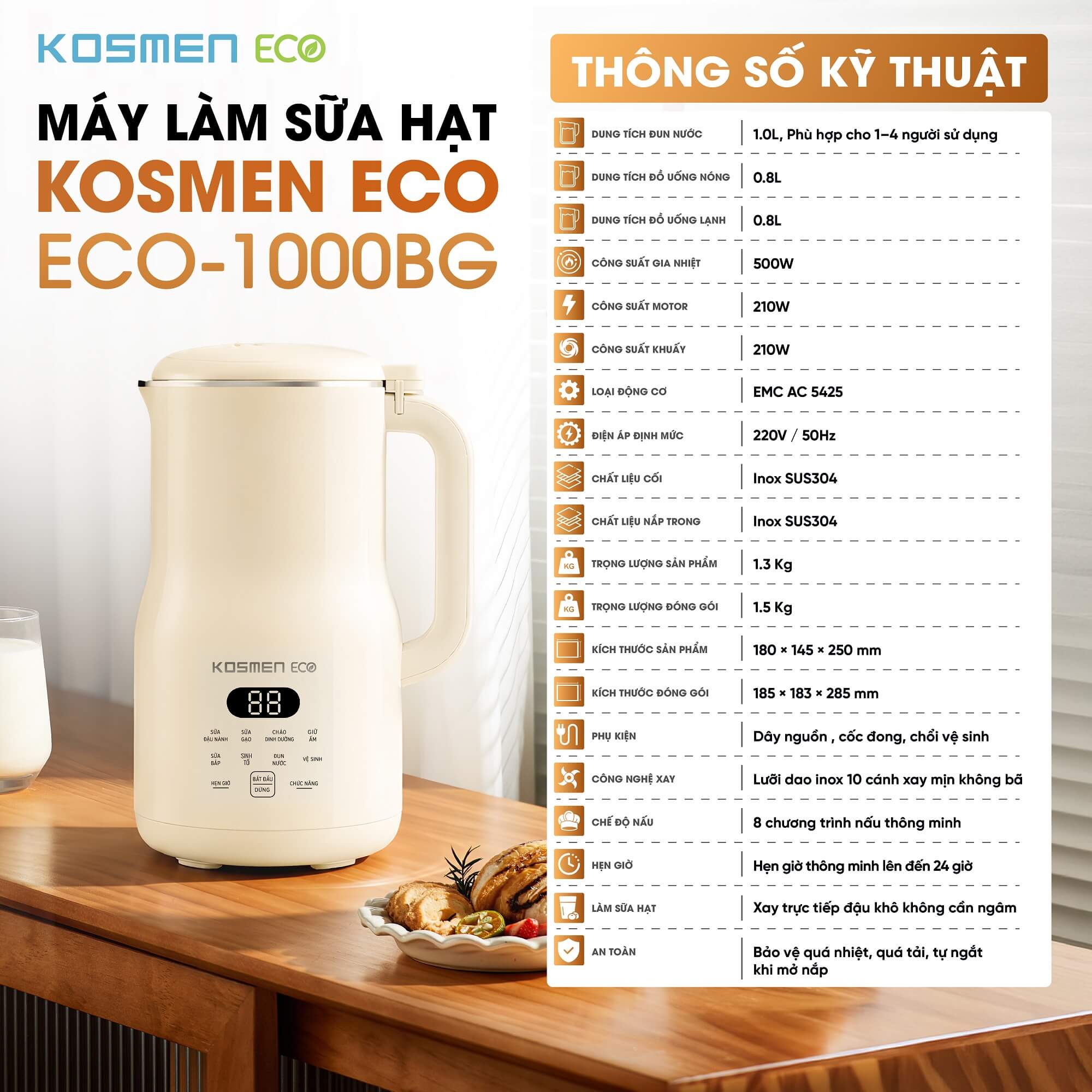 Kosmen Eco Nut Milk Maker ECO-1000BG