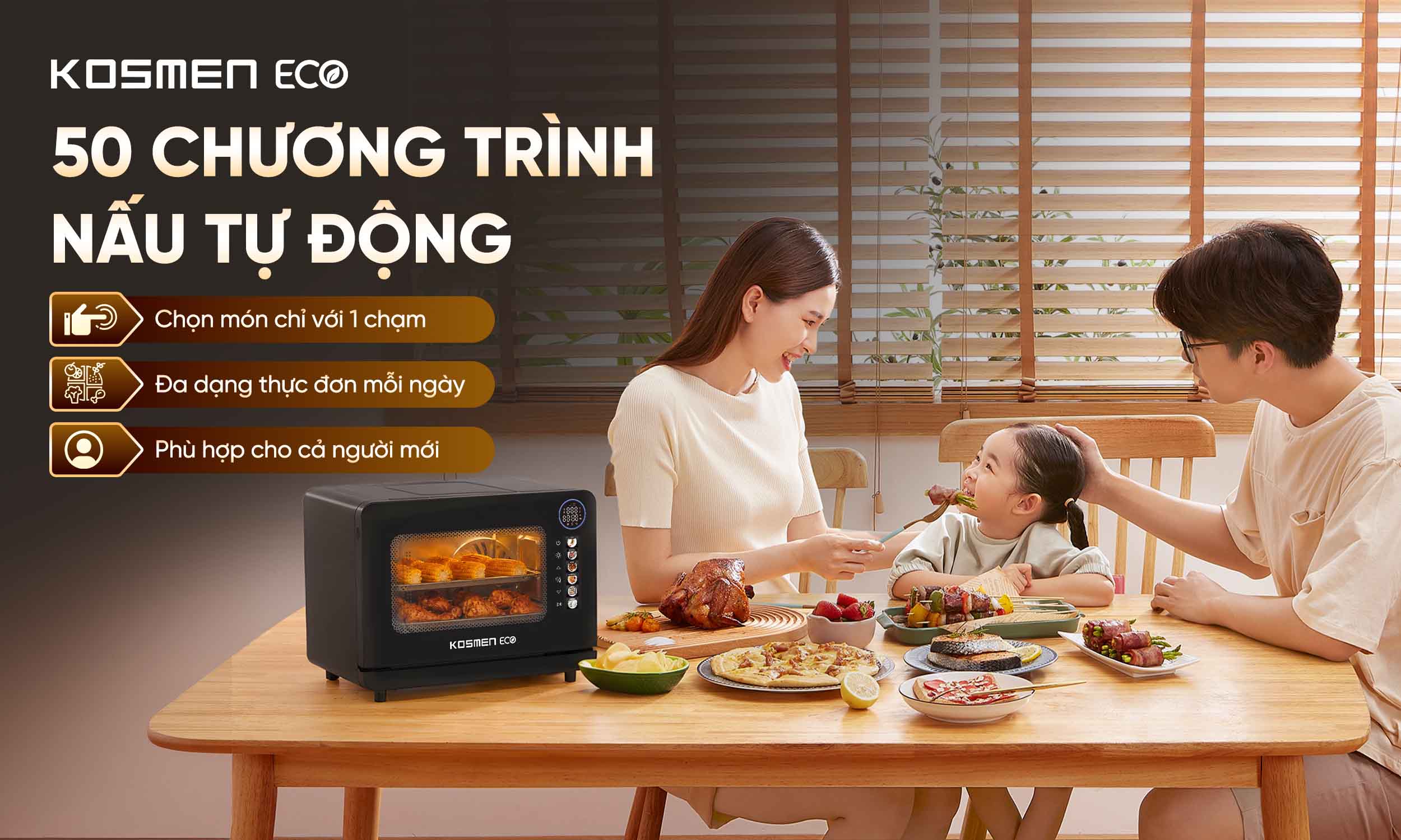 ECO-18B đ&aacute;p ứng linh hoạt nhu cầu chế biến đa dạng của gia đ&igrave;nh với 50 chương tr&igrave;nh nấu ăn được c&agrave;i đặt sẵn