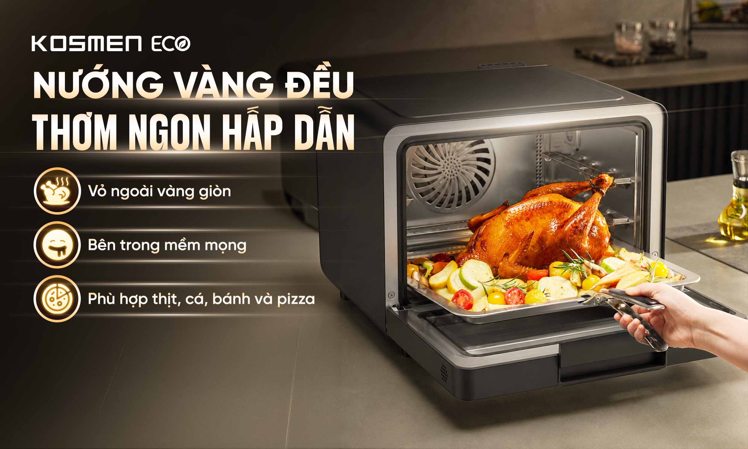 ECO-18B c&oacute; thể chế biến m&oacute;n nướng chuẩn vị thơm ngon ngay tại nh&agrave;