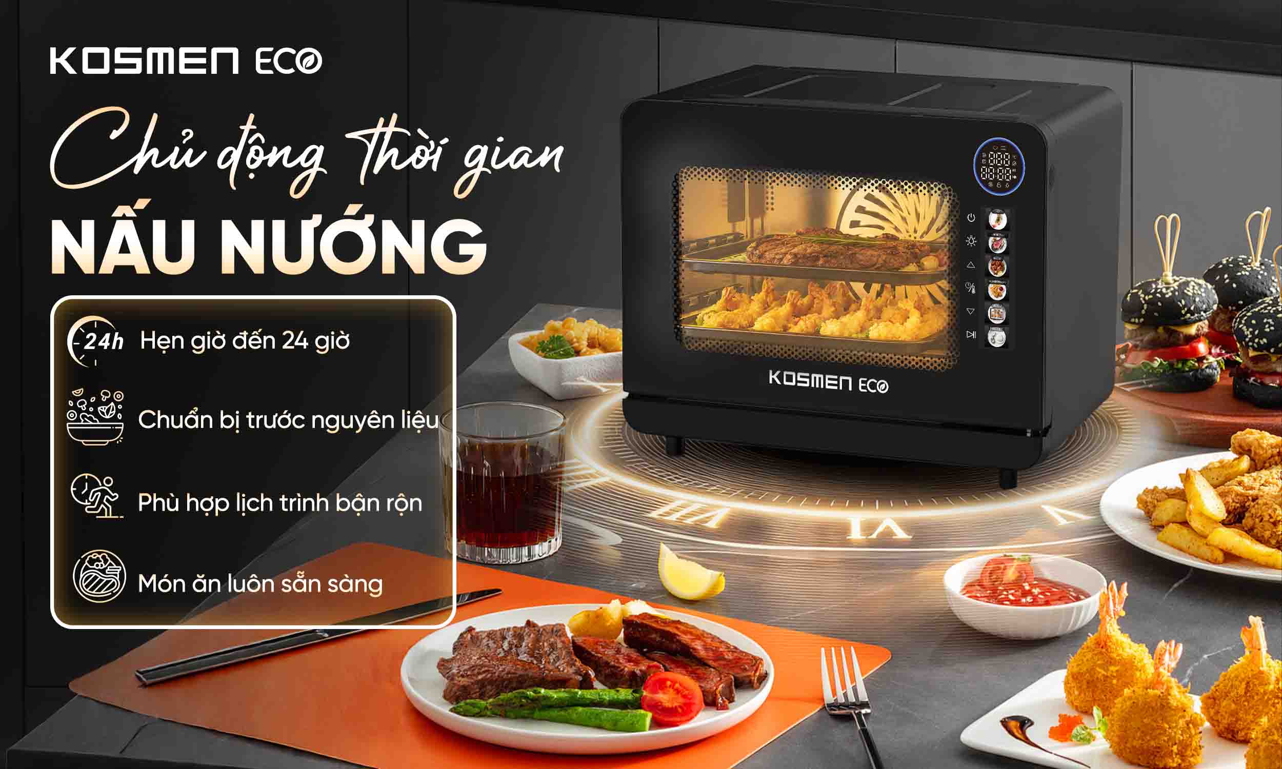 ECO-18B gi&uacute;p chủ động thời gian nấu nướng với chế độ hẹn giờ từ 1h-24h