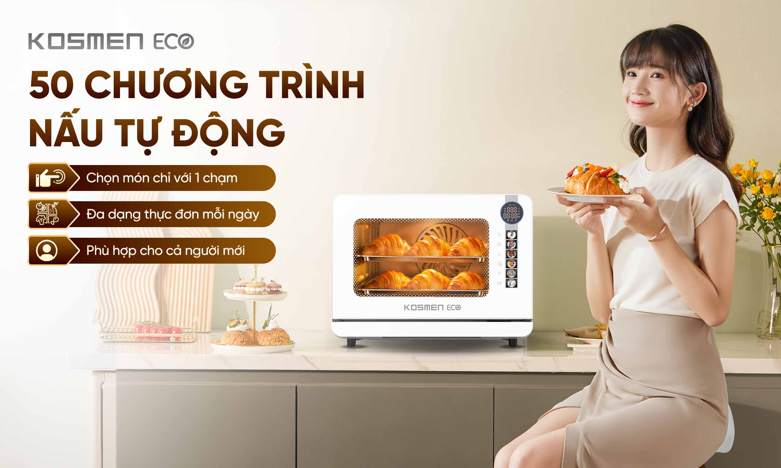 ECO-18W c&agrave;i đặt sẵn 50 chương tr&igrave;nh nấu, tạo n&ecirc;n đa dạng lựa chọn cho thực đơn hằng ng&agrave;y của gia đ&igrave;nh