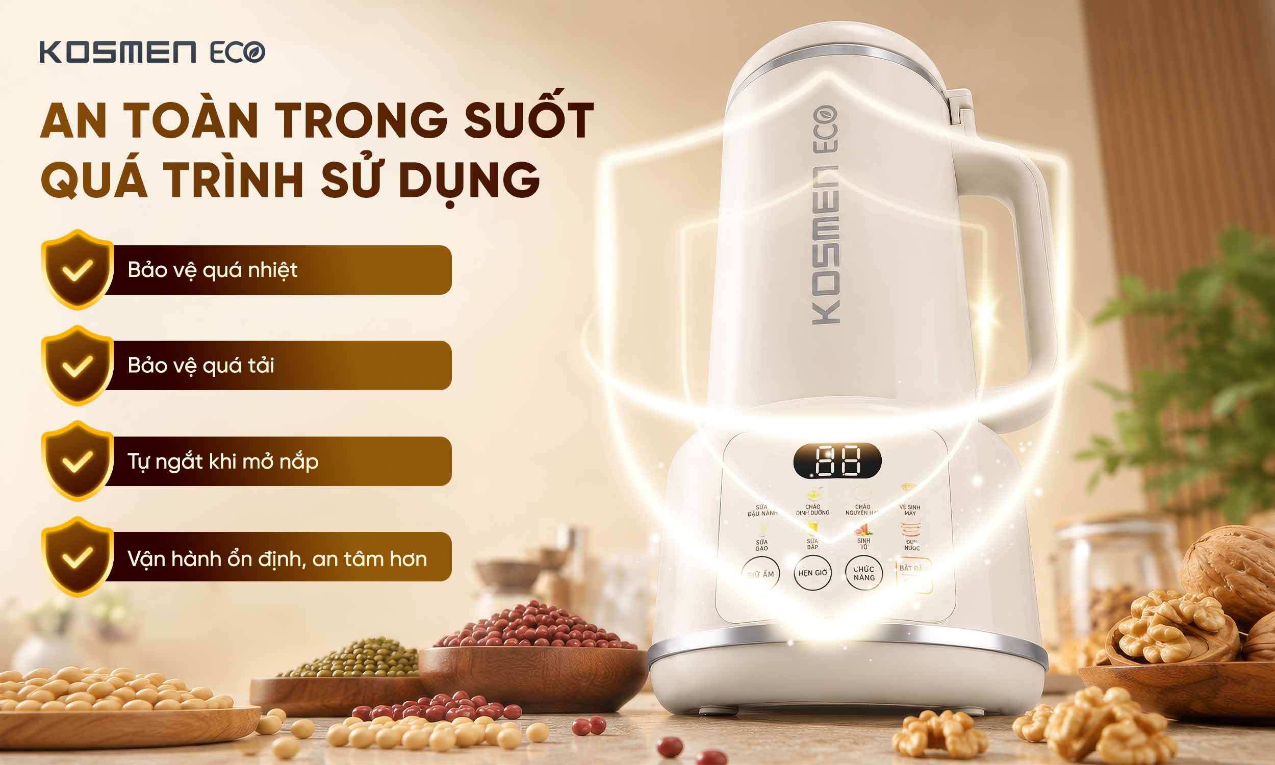 Một số lưu ý an toàn khi sử dụng máy làm sữa hạt Kosmen Eco ECO-500BG