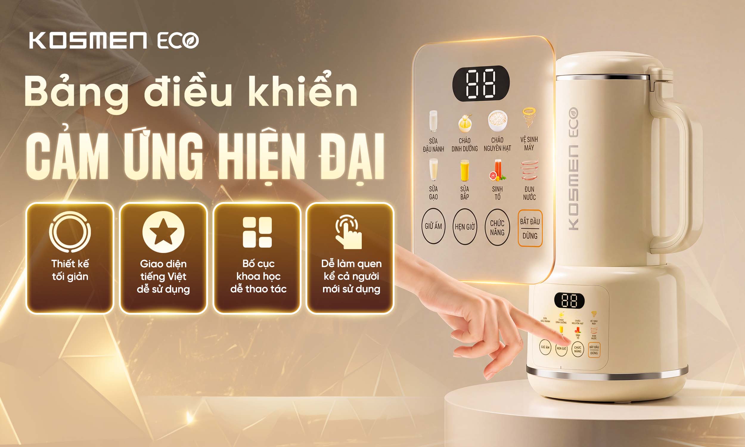 ECO-500BG với bảng điều khiển cảm ứng giúp thao tác dễ dàng, thuận tiện