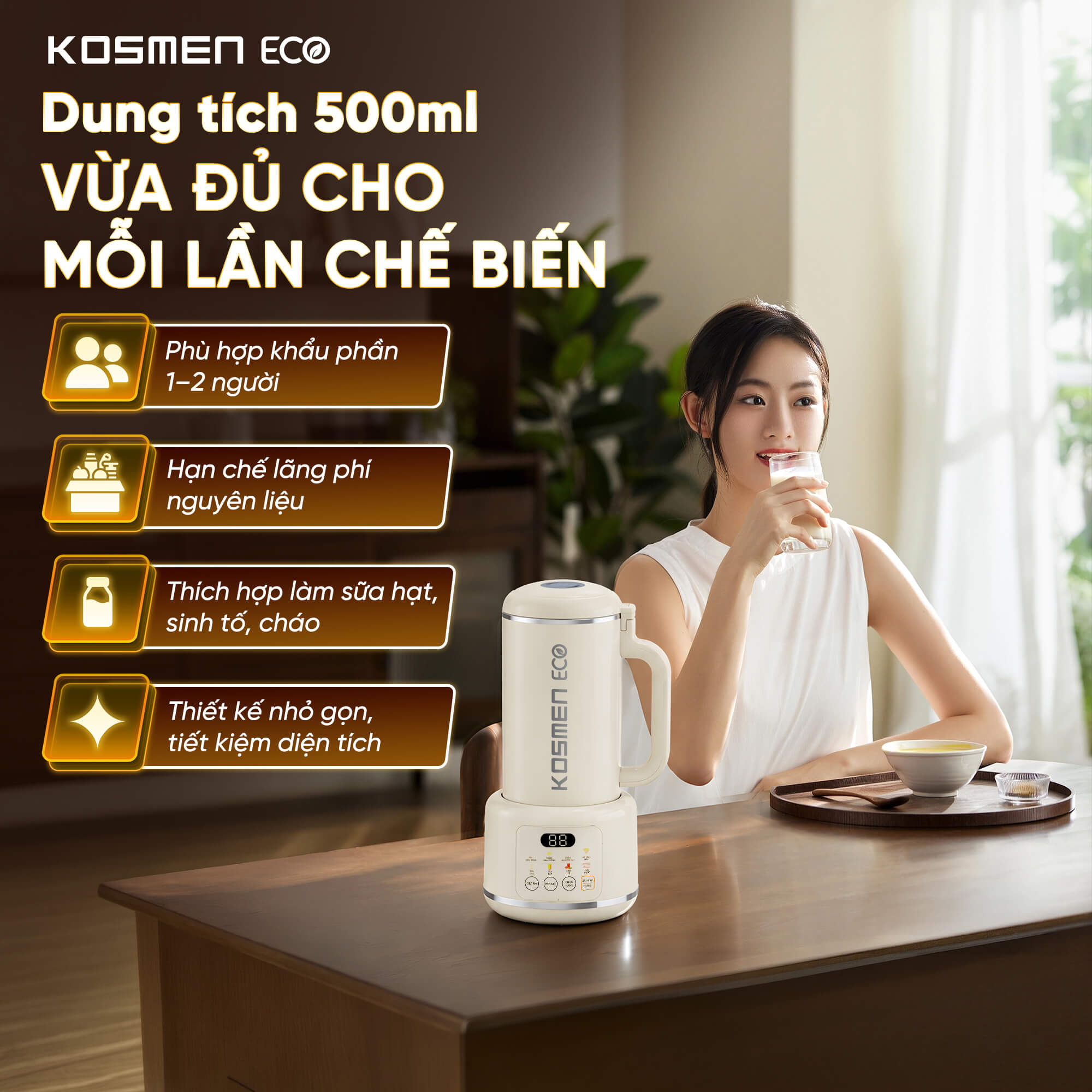 Máy làm sữa hạt Kosmen Eco ECO-500BG